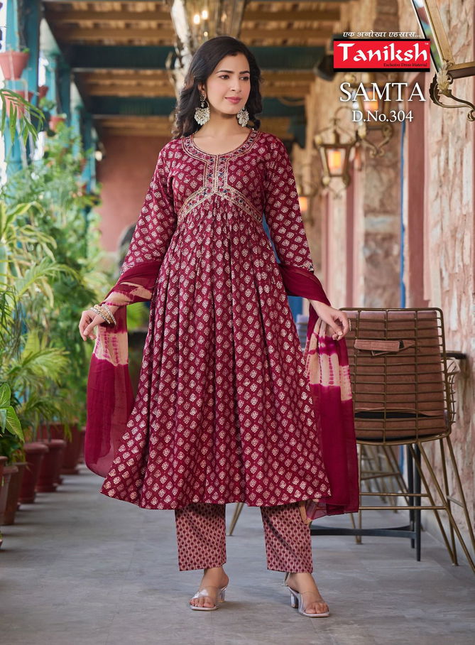 Samta Vol 3 By Taniksh Alia Cut Printed Kurti With Bottom Dupatta Wholesale Shop In Surat
